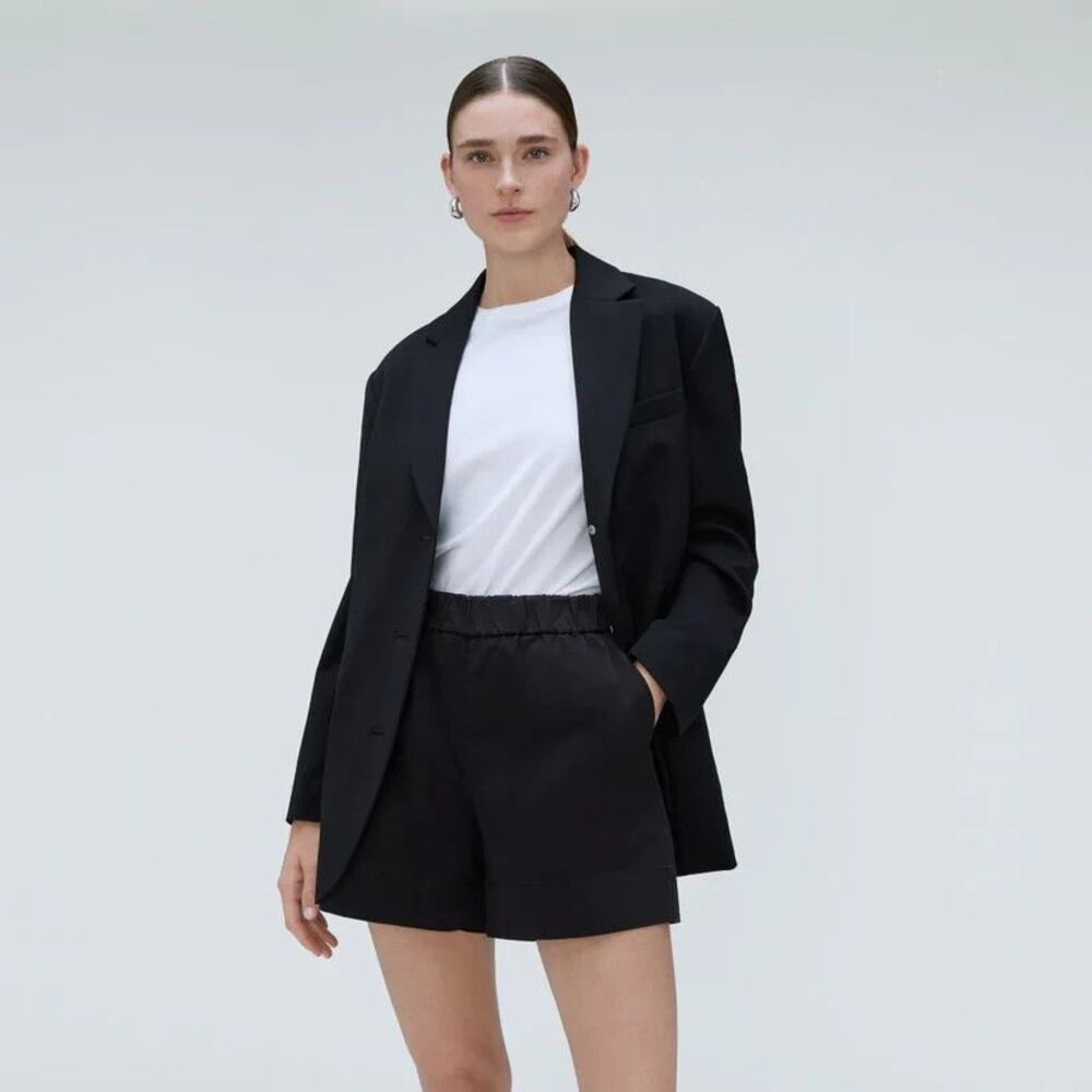 Everlane The Easy Shorts Black M Pull-On Elastic Waist Organic Cotton
